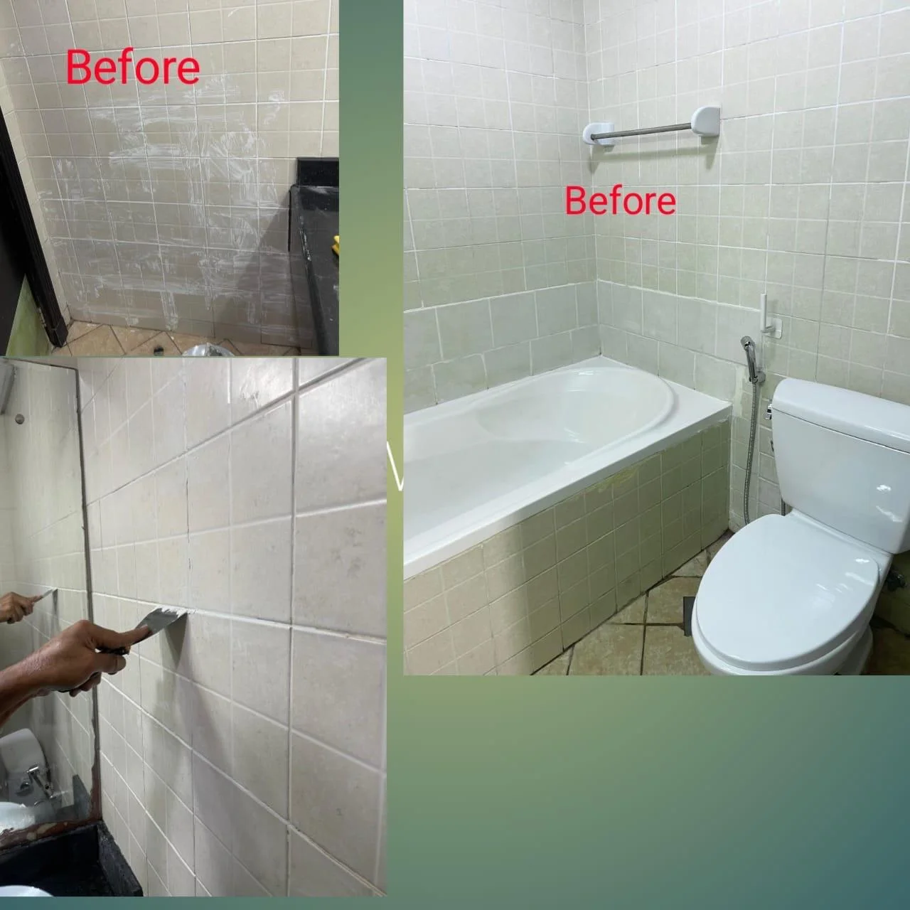 Before-and-after bathroom renovation in a Dubai apartment — supporting project view 2